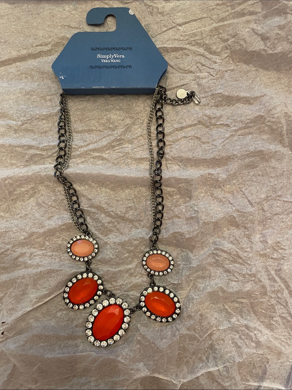 Simply Vera Vera Wang Orange and Coral Crystal Statement Necklace